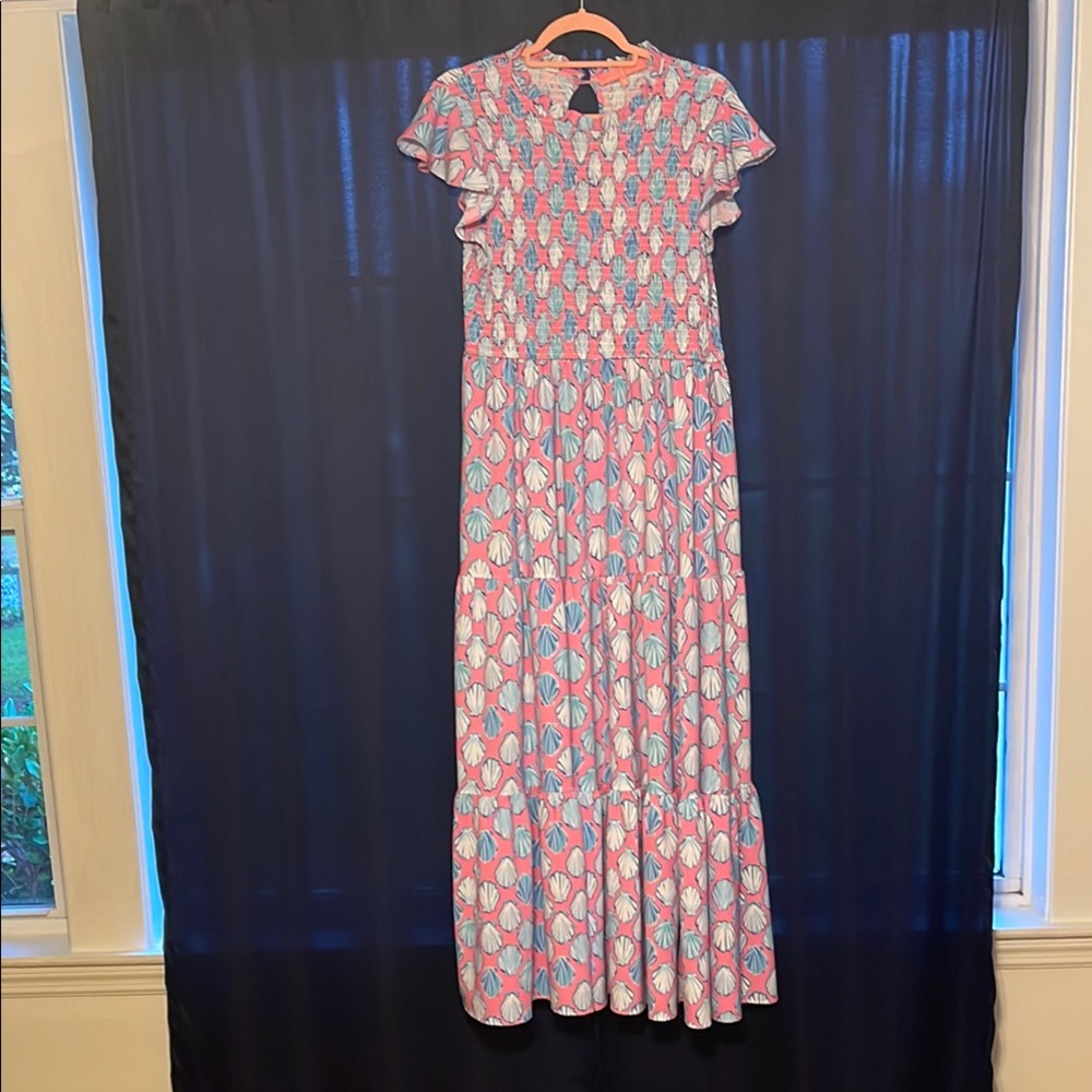 Simply Southern Pink and White Ruffled Maxi Sundress